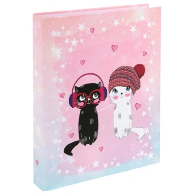 Image de goldbuch 37 299 Classeur à anneaux Music for Cats Dimensions : 26 x 32 4 cm Couverture en impression artistique avec mécanisme 2 Format A4 Motif chats rose