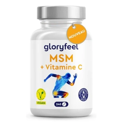 Image de MSM avec Vitamine C, Complexe pour les Os, Articulations, Peau &amp; Système Immunitaire*, 2000 mg de Méthylsulfonylméthane Par Dose, 240 Petits Comprimés, Alternative à la Poudre et aux Gelules