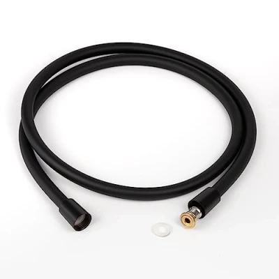 Image de Yossee Flexible de Douche 1.5M, PVC Noir Tuyau Avec Double Système Anti torsio, Remplacement Universel, Souple et étanche Se Nettoie Facilement