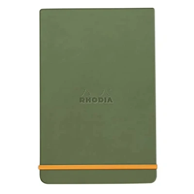 Image de RHODIA 194354C Carnet Rigide Webnotepad Sauge 9 x 14 cm Ligné 192 pages Détachables Papier Clairefontaine Ivoire 90 g/m² Marque Page, Fermeture Élastique Couverture Simili Cuir