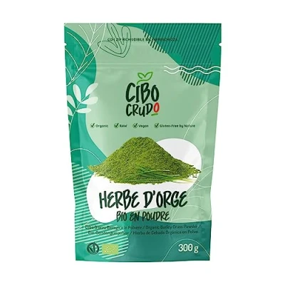 Image de Herbe d&#039;Orge Bio en Poudre 300g. Riche Chlorophylle. Source de Vitamines Minéraux Potassium Calcium et Fer. Barley Grass Juice Powder ou Green Magma.