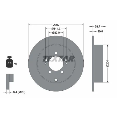 Image de TEXTAR PRO 92167003 Disque de frein 302 10 05/08 114,3 plein revêtu sans boulon fix roue, moyeu roue MITSUBISHI: Lancer 8 Limousine