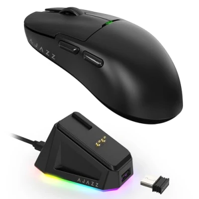 Image de MAGIC REFINER X AJAZZ AJ159P Souris De Jeu Sans Fil Avec Dock Charge Magnétique RVB, pour PC Filaires 2.4G/USB C, Capteur PAW3395, 6 DPI Réglable Jusqu&#039;à 26000 PC/Mac Noir
