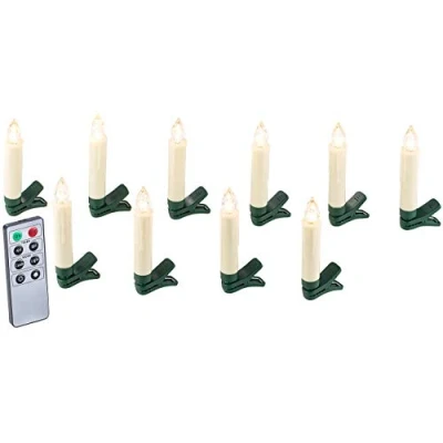 Image de Bougies à LED pour sapin de Noël avec télécommande infrarouge x10 blanc [Lunartec]
