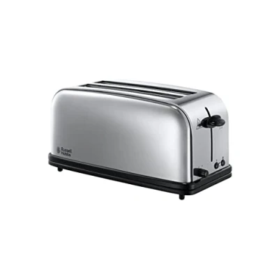 Image de Russell Hobbs Grille Pain [2 Fentes longues 4 Toasts/ 2 Tranches baguette] Victory Acier Inox (6 Niveaux de Brunissage réglables, Surélévation,Décongèle,Réchauffe viennoiserie, 1600W) Toaster 23520 56