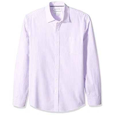 Image de Amazon Essentials Chemise en Popeline à Manches Longues Coupe Ajustée Homme, Blanc Lavande Double Rayure, XXL