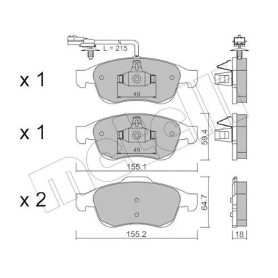 Image de METELLI 22 0817 3 Jeu de plaquettes frein contact signal d&#039;usure inclus RENAULT: Kangoo III Box Body / MPV, MPV