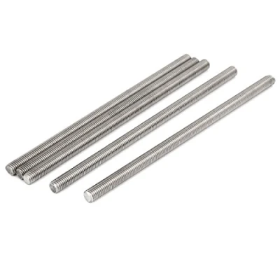 Image de sourcing map Tige Filetée M8x170mm Acier inoxydable 304 Tiges filetées entièrement ton argent 5pcs