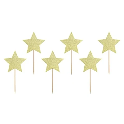 Image de Set/6 Cupcake Topper Étoile d&#039;Or