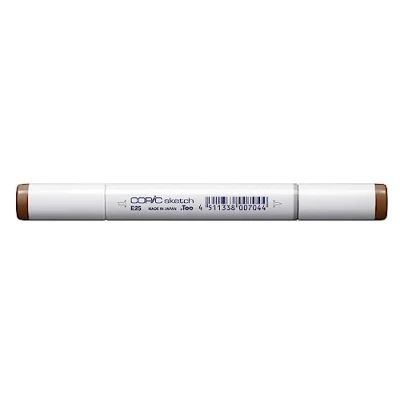 Image de COPIC Sketch E25, Caribe Cocoa, Twin Marker avec une pointe de largeur moyenne et « brush ».