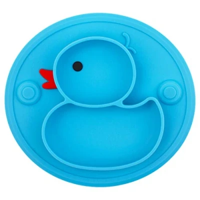 Image de Assiettes en silicone pour bébés, enfants bas âge et enfants, 100% sans BPA approuvées par la FDA, aspiration forte à table, lave vaisselle au micro ondes