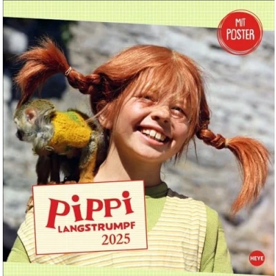 Image de Pippi Langstrumpf calendrier brochure 2025 : scènes de l&#039;adaptation cinématographique populaire du classique d&#039;Astrid Lindgren dans un pratique pour les rendez vous. (Calendrier