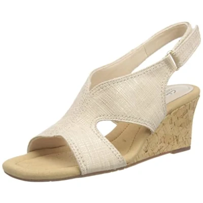 Image de Clarks Femme Kyarra Aster Sandale cale, Sable métallisé, 40 EU