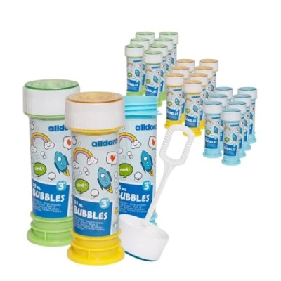 Image de alldoro 63073 Bubble Fun Bulles de Savon, 24 pièces par boîte, 55 ML Solution savonneuse, pour Enfants à partir 36 Mois &amp; Adultes, Multicolore
