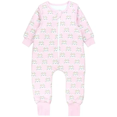 Image de TupTam Bébé Gigoteuse certifiés OEKO TEX avec Pieds et Manches pour l&#039;Hiver, Lapins des fleurs vieux rose, 104 110