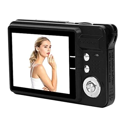 Image de Appareil Photo Numérique 8X Carte Zoom Compact 18 MP 2,7 Pouces Écran LCD Prise en Charge Maximale Mémoire 32 Go Microphone Intégré Selfie(Noir)