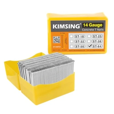 Image de KIMSING Lot de 800 clous en T pour béton robuste, travail du bois, maçonnerie, calibre 14, 64 mm