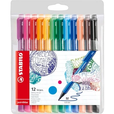Image de Stylo feutre STABILO pointMax Pochette x 12 stylos pointe moyenne Coloris assortis