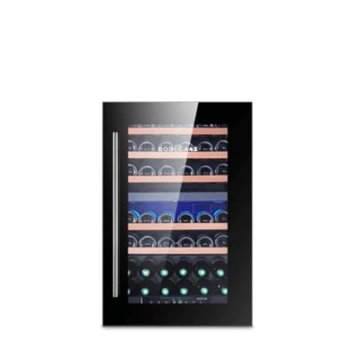 Image de BODEGA43 42 cave à vin encastrable, de luxe avec 2 zones température, bouteilles, 40 dB, 59,2 x 55,5 88,5 cm, porte design filtre UV, 5 clayettes en bois d&#039;acajou