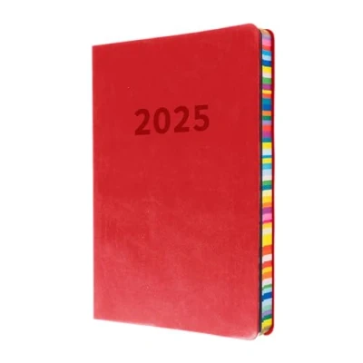 Image de Collins Edge Rainbow ED153.U15 25 Agenda semainier avec couverture douce au toucher et bords colorés Rouge Format A5