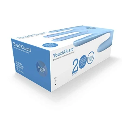 Image de TouchGuard Gants à usage unique bleus en nitrile, non poudré et sans latex, boîte de 200, taille S