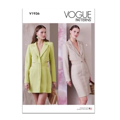 Image de Vogue Patterns V1936A5 Robe blazer pour femme A5 (34 36 38 40 42)