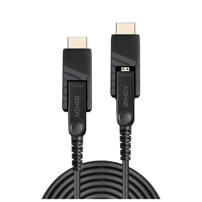 Image de Lindy cble Micro HDMI 2.0 18G Hybride Fibre Optique avec connecteurs &amp; DVI Détachables, 20M