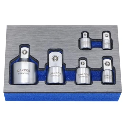 Image de DAKCOS Lot de 6 Jeu d&#039;adaptateurs Adaptateur 1/2 3/8 douille 1/4&quot; à 3/8&quot;, 3/8&quot; 1/4&quot;, 1/2&quot;, 1/2&quot; 3/4&quot; 3/4&quot;, surface chromée mate en CR V