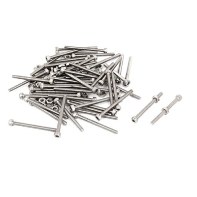 Image de sourcing map Vis M2,5 X30mm Acier Inoxydable Tête Hex Moletée 50pcs Jeu Boulons, Écrous