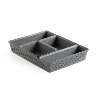 Image de Tatay Lot de 4 organisateurs (1 unité Slim + 1 A6 A5 A4) Bohol, en polypropylène, sans BPA, matière 100% recyclée, gris anthracite