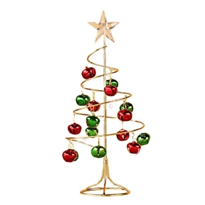 Image de Lazyspace Sapin de Noël en fer, décoration avec clochettes fer forgé Mini arbre bureau pour la maison, le bureau, table