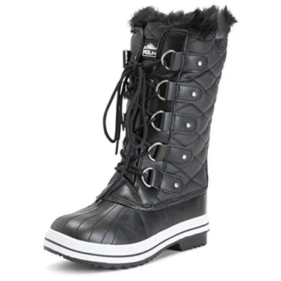 Image de Femmes Botte De Neige Matelassé Grand Hiver Imperméable Chaud Pluie Démarrage 6 BLL39 YC0010 Noir/Noir Cuir 39 EU