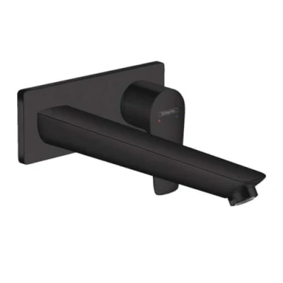 Image de hansgrohe Talis E Mitigeur de lavabo encastré mural, bec 225mm, bonde à écoulement libre, noir mat, 71734670