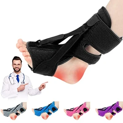 Image de DERJLY Attelle de Nuit Plantar Fasciitis, Nouveau Avec 3 Attelles Ajustables pour Fasciite Plantaire,Support Plantaire Respirant Pieds Plats, Cheville (Noir)