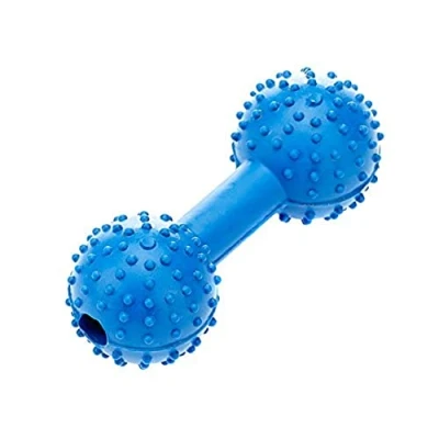 Image de Classic Pet Products Jouet en Forme d&#039;haltère Caoutchouc à Picots pour Chien Bleu 110 mm