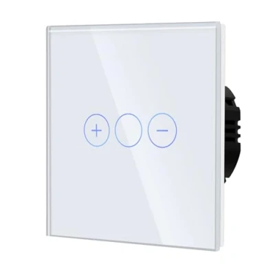 Image de BSEED Interrupteur Gradateur Tactile Mural Panneaux en Verre Trempé Fonctionne avec Des Lumières LED à Intensité Variable 300W 1 Gang 2 Voie Blanc