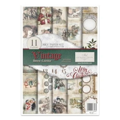 Image de ITD Collection Papier de Riz, Calendrier l&#039;Avent Vintage, 29,7 x 21 cm