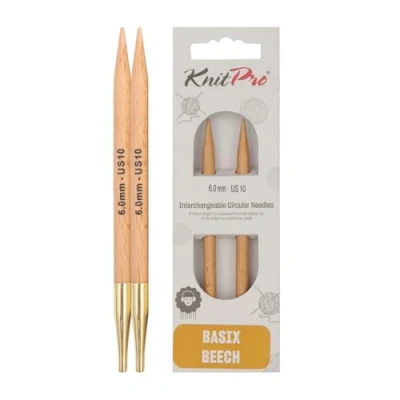 Image de KnitPro Basix Aiguilles à Tricoter circulaires interchangeables, Bouleau, Multicolore, 11.6 cm x 6 mm