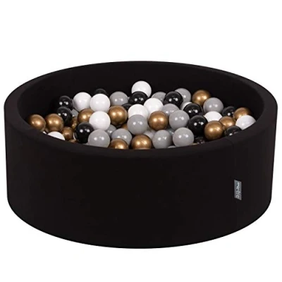 Image de KiddyMoon Piscine À Balles pour Bébé Quart Angulaire 90X30cm/200 7Cm Fosses Boules Jouet Enfant, Noir: Blanc/Gris/Noir/Or