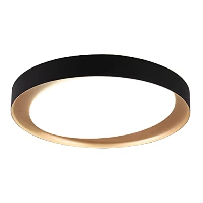 Image de Reality Leuchten Zeta R62712402 Plafonnier LED en plastique noir ou doré avec télécommande 24 W