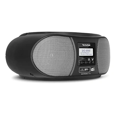Image de TechniSat DIGITRADIO 1990 stéréo Boombox avec Radio Dab + / FM et Lecteur CD (Streaming Audio Bluetooth, Connexion Casque, USB, entrée AUX, Fonction de Charge, Horloge, 2 x 1,5 W) Noir