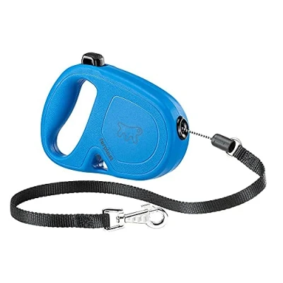 Image de Ferplast Laisse Chien Enrouleur Flippy One, pour Petits Chiens jusqu&#039;à 12 Kg. Cordon Extensible Max 4,5 m. Bouton Unique verrouiller et déverrouiller, Bleu Clair
