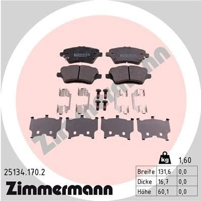 Image de ZIMMERMANN 25134.170.2 Jeu de plaquettes frein FORD: FIESTA 6, B Max, 6 Van
