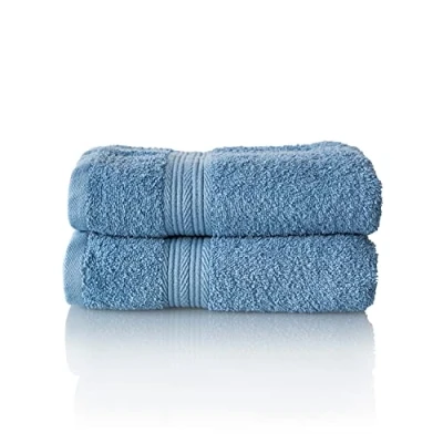 Image de ALCLEAR Lot de Serviettes éponge qualité supérieure, Gamme Disponible en 6 Coloris et 5 Tailles, : Jeans Bleu, 2 Bain 50 x 100 cm, Oeko Tex Standard 29HJB