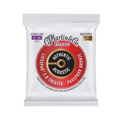 Image de Martin Strings MA535T Life 2.0 Phos Bronze Lot de 3 cordes personnalisées 11 52