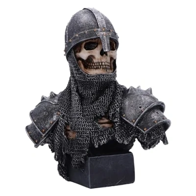 Image de Nemesis Now Into The Knight Buste de Chevalier 19 cm, en résine, Argent, Squelette, médiéval, Statue d&#039;histoire médiévale, coulée dans la Meilleure Peinte à Main