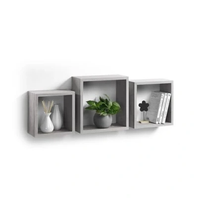Image de Lot De 3 étagères Murales &quot;cube&quot; 30cm Chêne Blanchi Paris Prix Beige