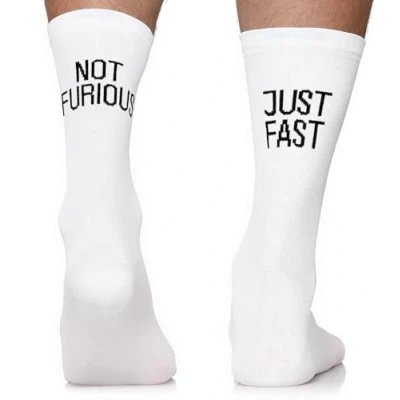 Image de TODO Chaussettes de cyclisme pour homme et femme Respirantes vélo Avec motif course, With Just Fast, Not Furious, 35 38
