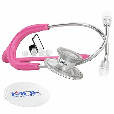 Image de MDF Acoustica, Stéthoscope à double pavillon Léger Pour médecins, infirmières, étudiants, soins domicile Tubulure fuchsia MDF747XP32