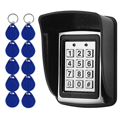 Image de YAVIS Contrôle d&#039;Accès Digicode Clavier à Code Métallique Étanche Bouton PIN RFID Carte de pour Le système d&#039;entrée Porte Simple, 10pcs 125KHz Keyfobs avec la Couverture imperméable